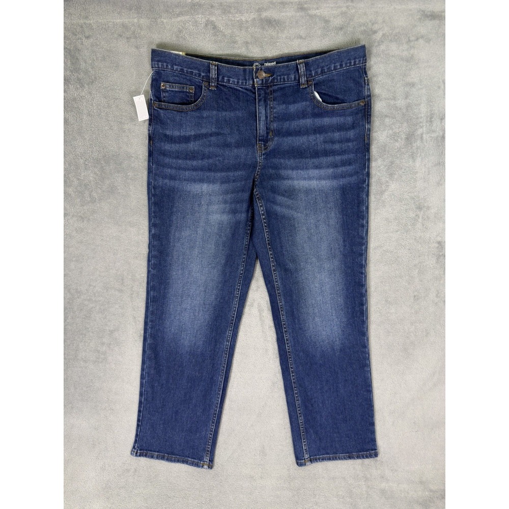 New Wonder Nation Jeans Boys 16 Husky (36x30) Blue Dark Wash Relaxed Straight